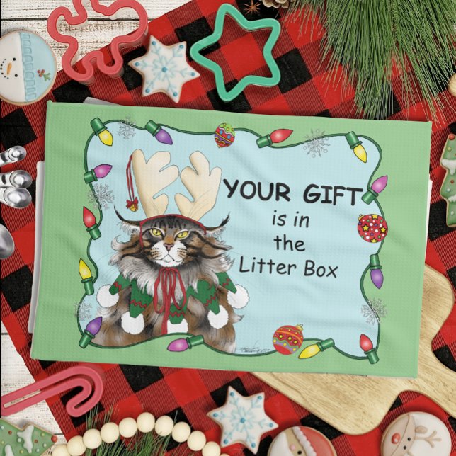 Weihnachtsgeschenk Cat Green Funny Geschirrtuch (Von Creator hochgeladen)