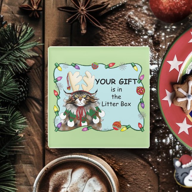 Weihnachtsgeschenk Cat Green Funny Glasuntersetzer (Von Creator hochgeladen)