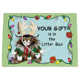 Weihnachtsgeschenk Cat Green Funny Große Geschenktüte