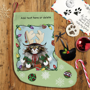 Weihnachtsgeschenk Cat Green Funny Kleiner Weihnachtsstrumpf