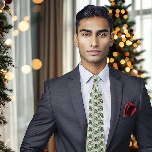 Weihnachtsgeschenk Cat Green Funny Krawatte