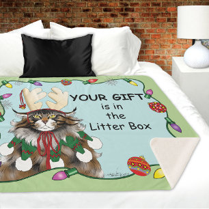 Weihnachtsgeschenk Cat Green Funny Sherpadecke