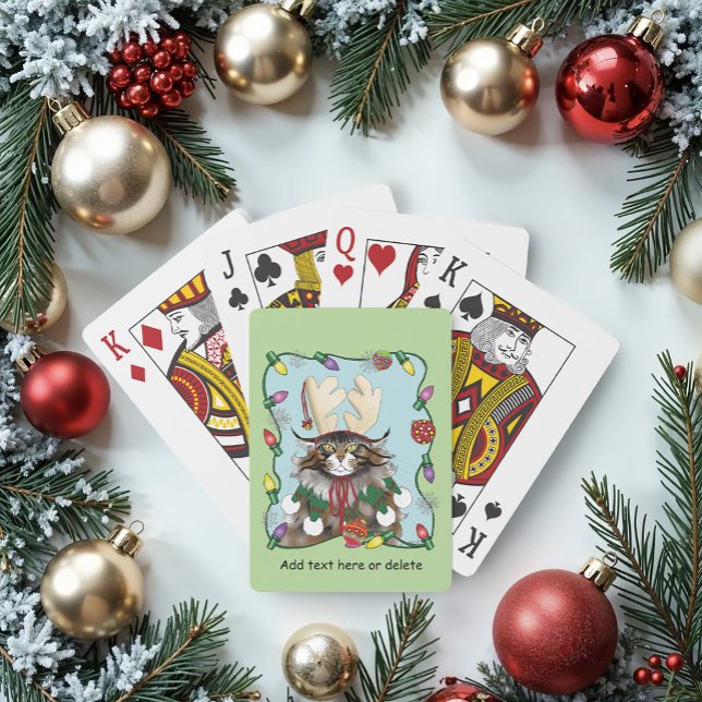 Weihnachtsgeschenk Cat Green Funny Spielkarten (Von Creator hochgeladen)