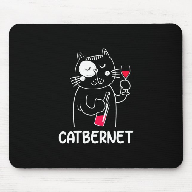 Weihnachtsgeschenk | Catbernet Weintrinker Mousepad (Vorne)