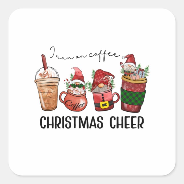 Weihnachtsgeschenk, das ich auf Kaffee Weihnachten Quadratischer Aufkleber (Vorderseite)
