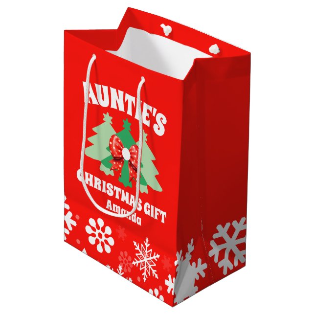 Weihnachtsgeschenk der personalisierten Tante Mittlere Geschenktüte (Vorderseite Schrägansicht)