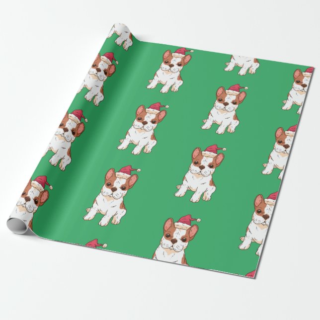 Weihnachtsgeschenk des französischen Bulldog Hunde Geschenkpapier (Ungerollt)