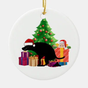 Weihnachtsgeschenk eines Hundes Keramik Ornament