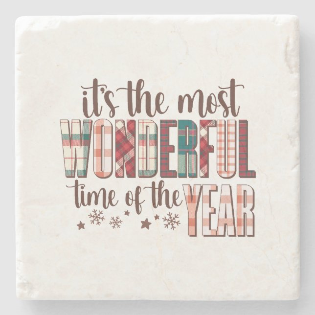Weihnachtsgeschenk Es ist die wunderbarste Zeit de Steinuntersetzer (Vorderseite)