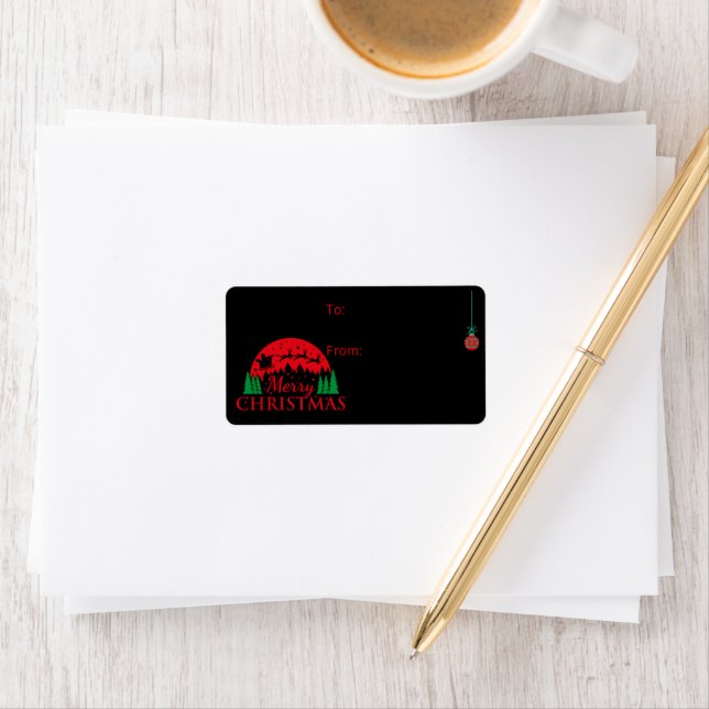 Weihnachtsgeschenk Etikett Decal Black Adressaufkleber (Insitu)