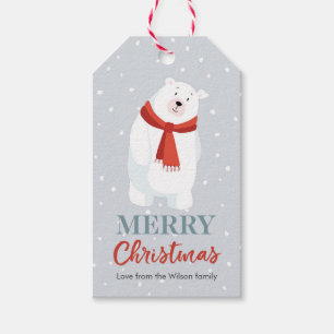 Weihnachtsgeschenk etikettiert niedlichen polaren geschenkanhänger