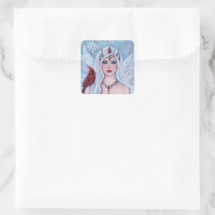Weihnachtsgeschenk Fairy by Renee Lavoie Quadratischer Aufkleber