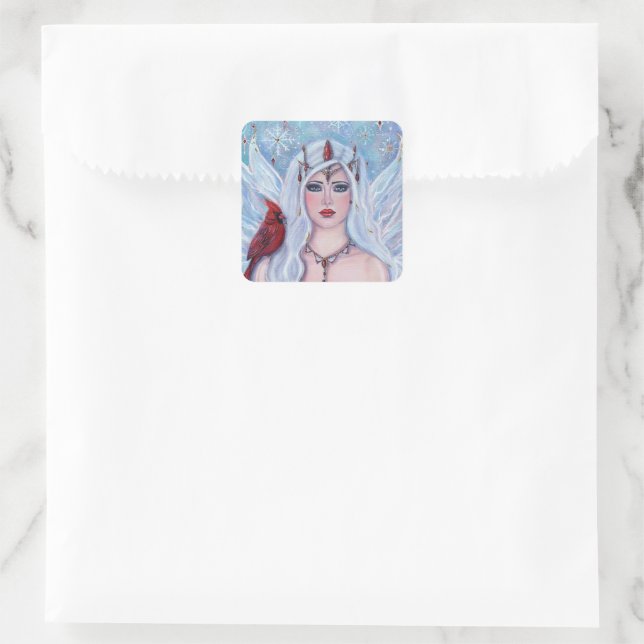 Weihnachtsgeschenk Fairy by Renee Lavoie Quadratischer Aufkleber (Tasche)