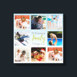 Weihnachtsgeschenk Familie Foto Collage Canvas Pri Leinwanddruck<br><div class="desc">Aus dem Charm Design Studio: Eine schöne Idee für ein Weihnachtsgeschenk - oder geeignet für Geburtstage und andere besondere Anlässe - eine leicht zu füllende erstellen Sie Ihre eigene Leinwand Foto Collage. Der Hintergrund ist hellblau und unten fast weiß. Wenn Sie Fragen zum Design haben oder Hilfe benötigen, senden Sie...</div>