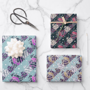 Weihnachtsgeschenk farbenfroh geschenkpapier set