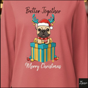Weihnachtsgeschenk Französische Bulldogge Rentier  Tri-Blend Shirt