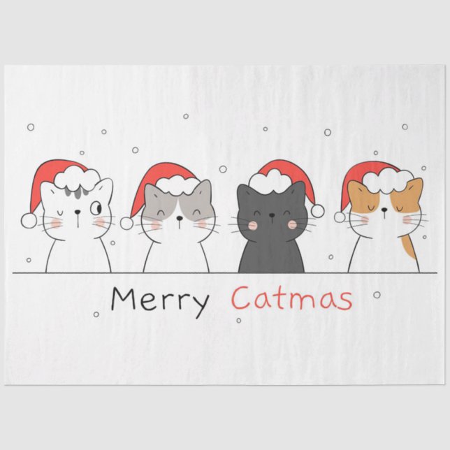 Weihnachtsgeschenk | Frohe Weihnachten mit Katze Seidenpapier (Vorderseite)