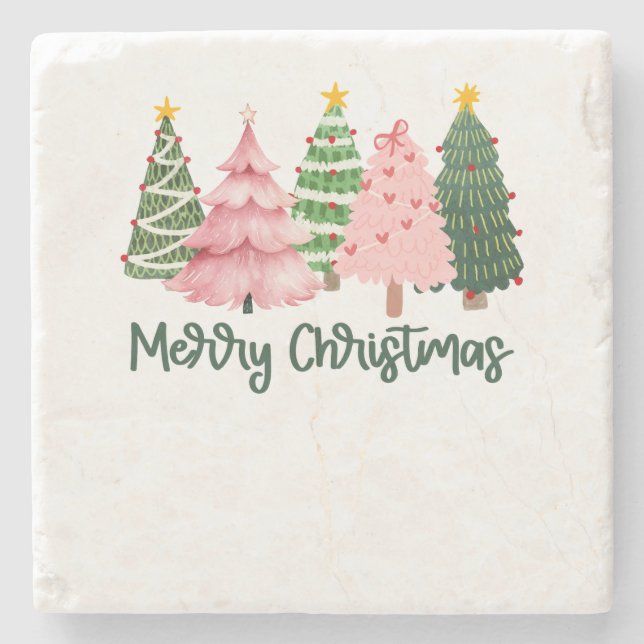 Weihnachtsgeschenk Frohe Weihnachtsbaum Steinuntersetzer (Vorderseite)