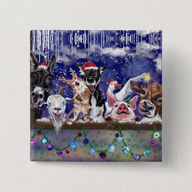 Weihnachtsgeschenk Funny Animal Party Button (Vorderseite)