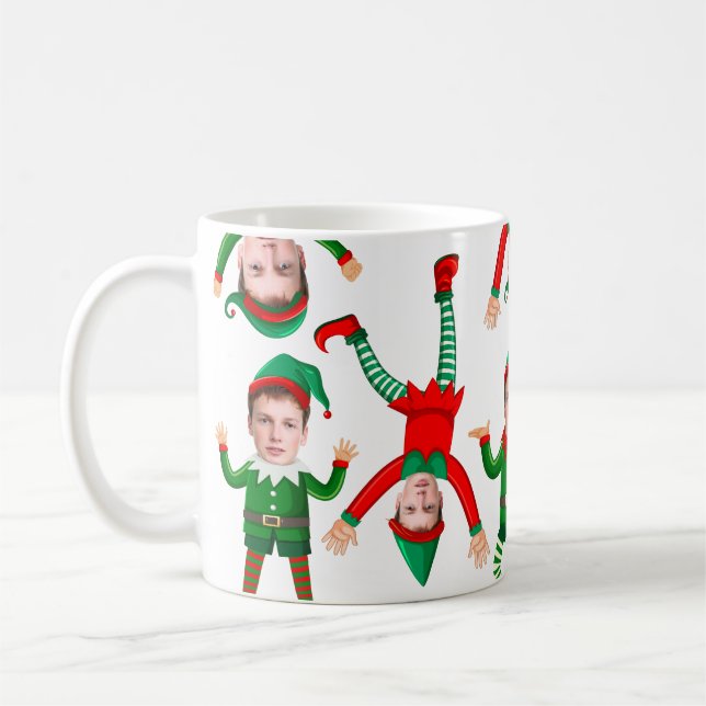 Weihnachtsgeschenk Funny Elf Custom Face Kaffeetasse (Links)