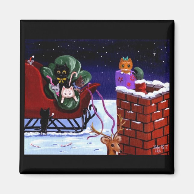 Weihnachtsgeschenk Funny Niedlich Cat Art Creation Magnet (Vorne)