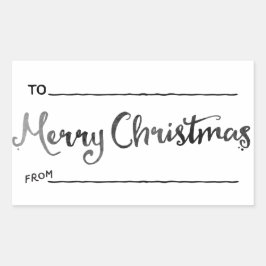 Weihnachtsgeschenk für Aquarellen, Schwarz und Wei Rechteckiger Aufkleber