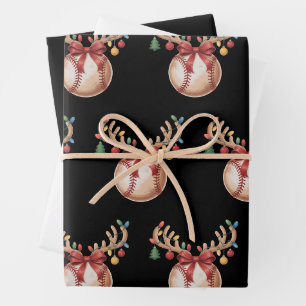Weihnachtsgeschenk für Baseballliebhaber Spieler X Geschenkpapier Set