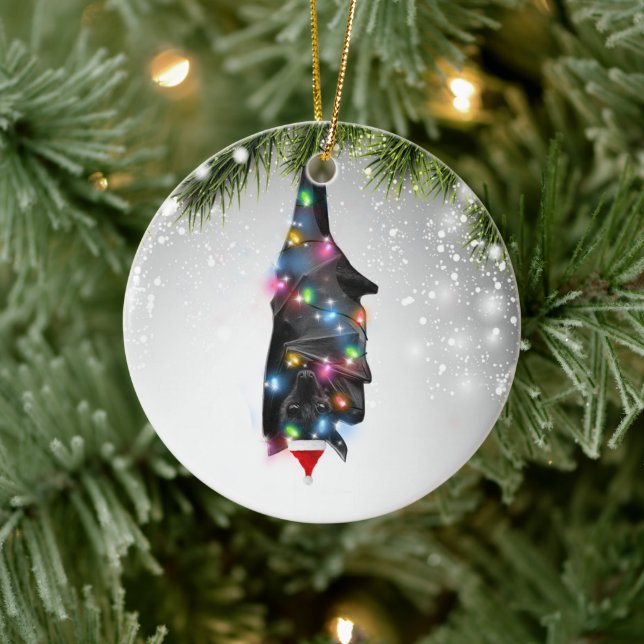 Weihnachtsgeschenk für Bat Lover Erwachsenenkid Keramik Ornament (Baum)