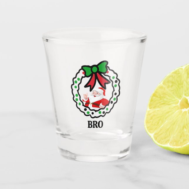 Weihnachtsgeschenk für BRO Weihnachtsbrille Schnapsglas (Vorderseite)