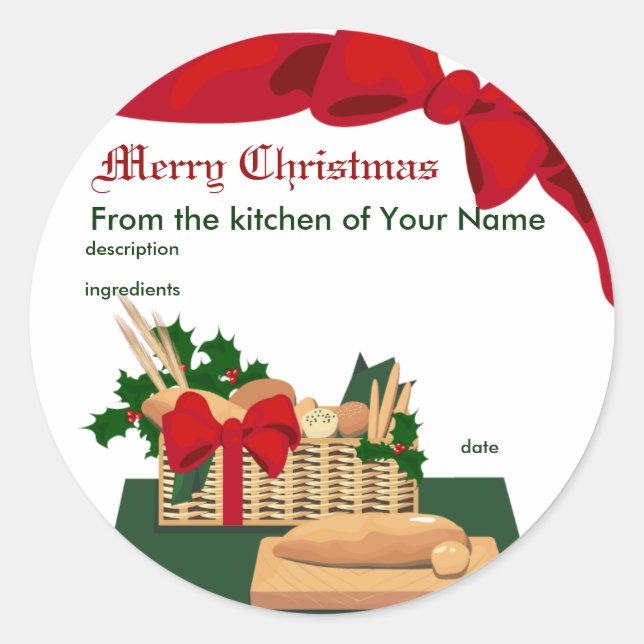 Weihnachtsgeschenk für Brot Runder Aufkleber (Vorderseite)