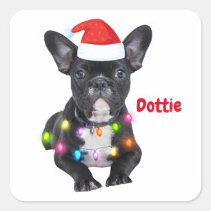 Weihnachtsgeschenk für Bulldoggen Quadratischer Aufkleber