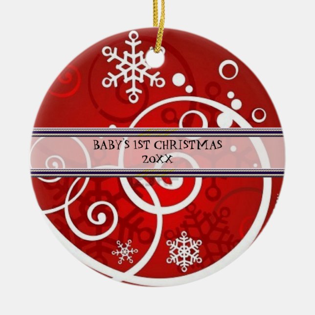 Weihnachtsgeschenk für das Foto des Babys Keramik Ornament (Vorne)