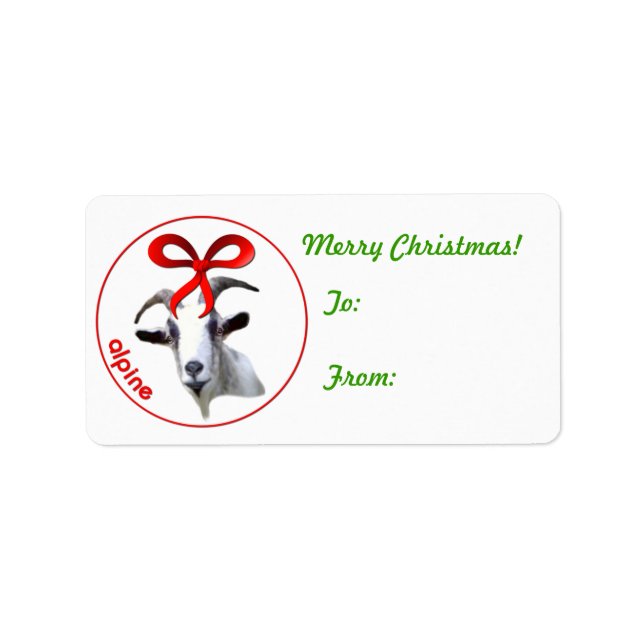 Weihnachtsgeschenk für die Alpziege - Aufkleber Adressaufkleber (Vorne)