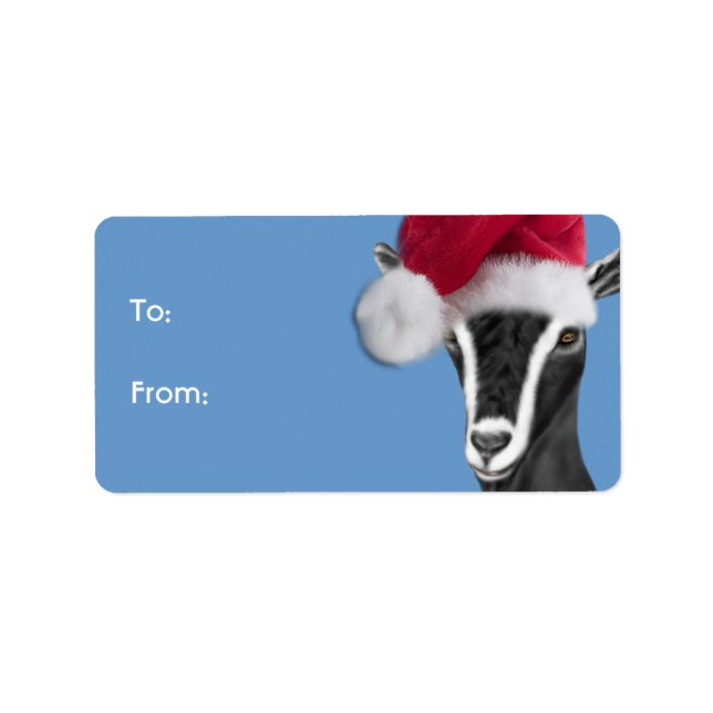 Weihnachtsgeschenk für die Alpziege Santa Goat Adressaufkleber (Vorne)