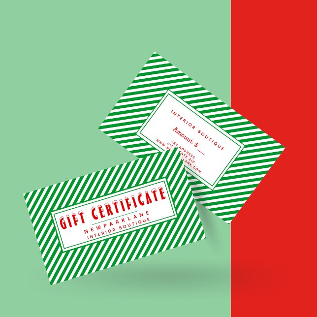 Weihnachtsgeschenk für Grüne und weiße Streifen Visitenkarte (Von Creator hochgeladen)