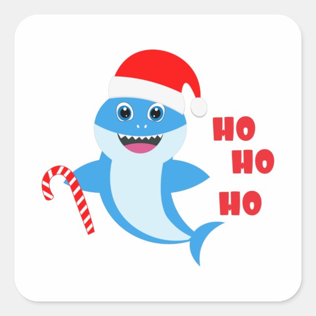 Weihnachtsgeschenk für Haie, Familiendekoration Quadratischer Aufkleber (Vorderseite)