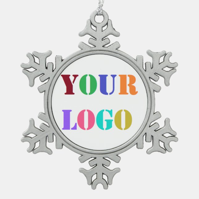 Weihnachtsgeschenk für Ihr Business-Logo Schneeflocken Zinn-Ornament (Vorderseite)
