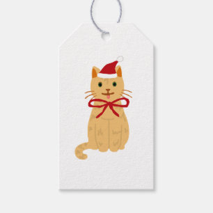 Weihnachtsgeschenk für Katzen Malerei Illustration Geschenkanhänger