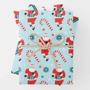 Weihnachtsgeschenk für Läufer auf der Bahn Geschenkpapier Set
