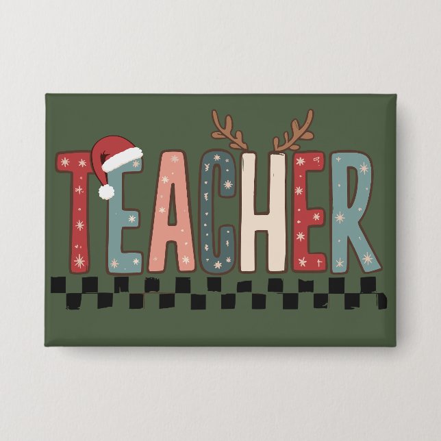 Weihnachtsgeschenk für Lehrer Winterferien Button (Vorderseite)