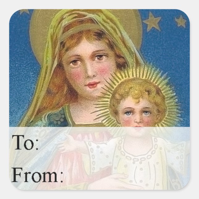 Weihnachtsgeschenk für Mutter und Kind Quadratischer Aufkleber (Vorderseite)