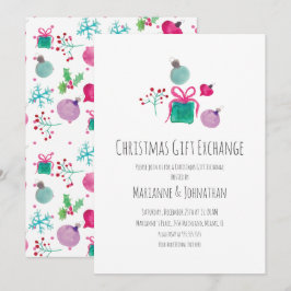 Weihnachtsgeschenk für Party in Aquarellfarben Exc Einladung