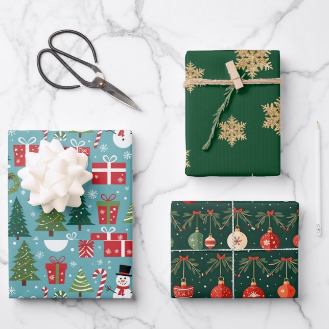 Weihnachtsgeschenk Geschenkpapier Set (Vorderseite)