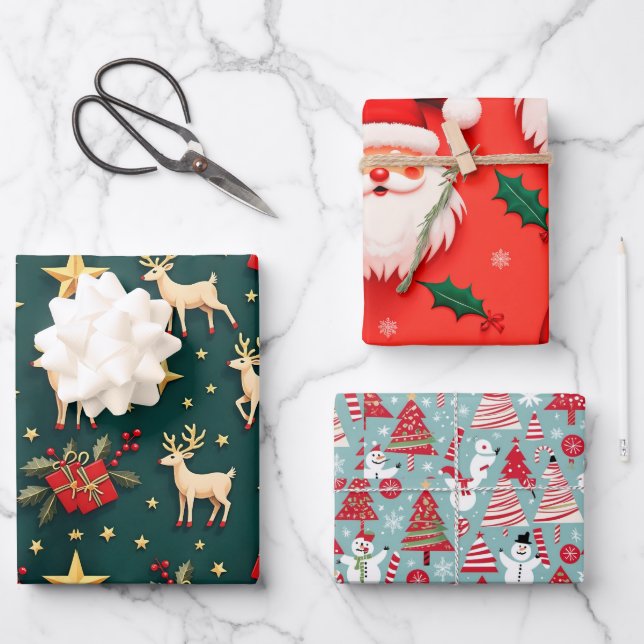 Weihnachtsgeschenk Geschenkpapier Set (Vorderseite)