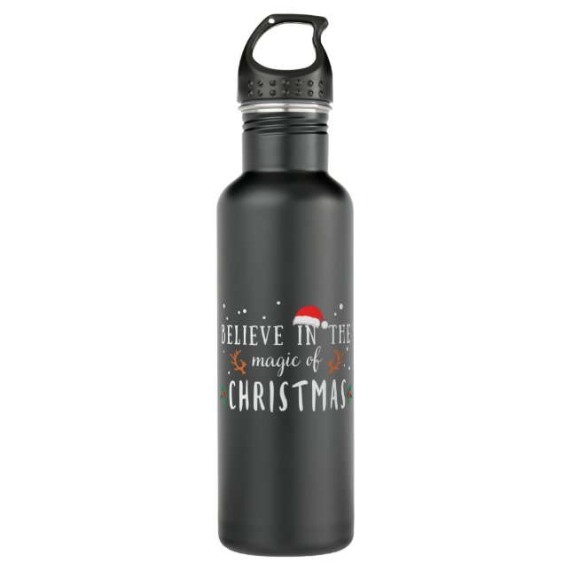 Weihnachtsgeschenk glauben an den Zauber der Weihn Edelstahlflasche (Vorderseite)