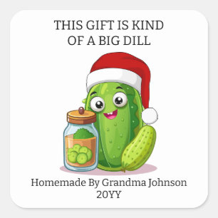 Weihnachtsgeschenk große Dill-Gurke Quadratischer Aufkleber