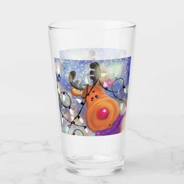Weihnachtsgeschenk Happy Rentier Glass Glas (Vorderseite)