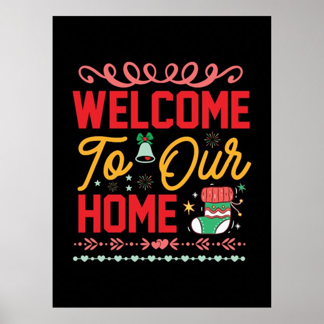 Weihnachtsgeschenk Herzlich Willkommen auf unserer Poster (Vorne)