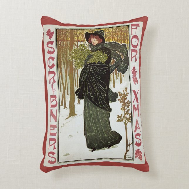 Weihnachtsgeschenk Jugendstil-Scribners Cover 1895 Dekokissen (Vorderseite(Vertikal))