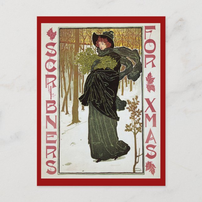 Weihnachtsgeschenk Jugendstil-Scribners Cover 1895 Feiertagspostkarte (Vorderseite)